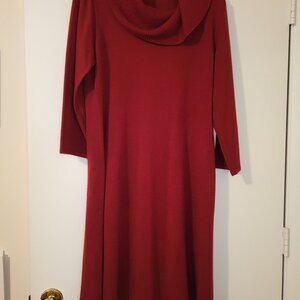 Kasper Red Cowl Neck Sweater Dress, Size L